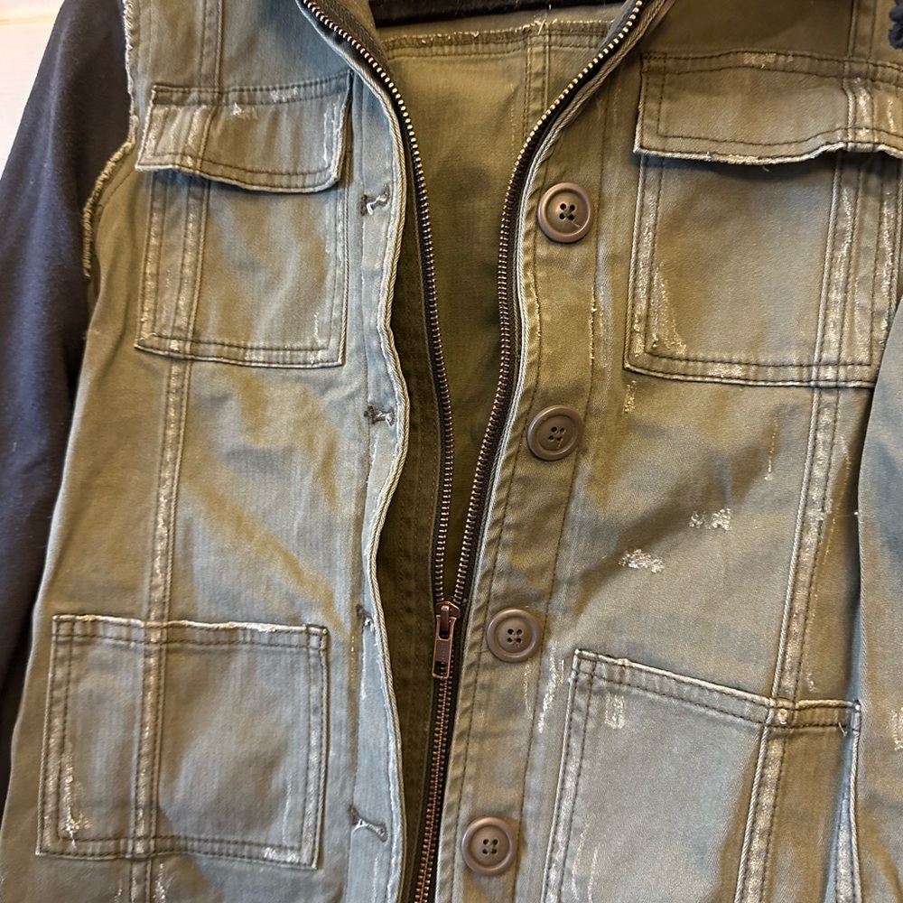 Free People Distressed Olive Green Jacket